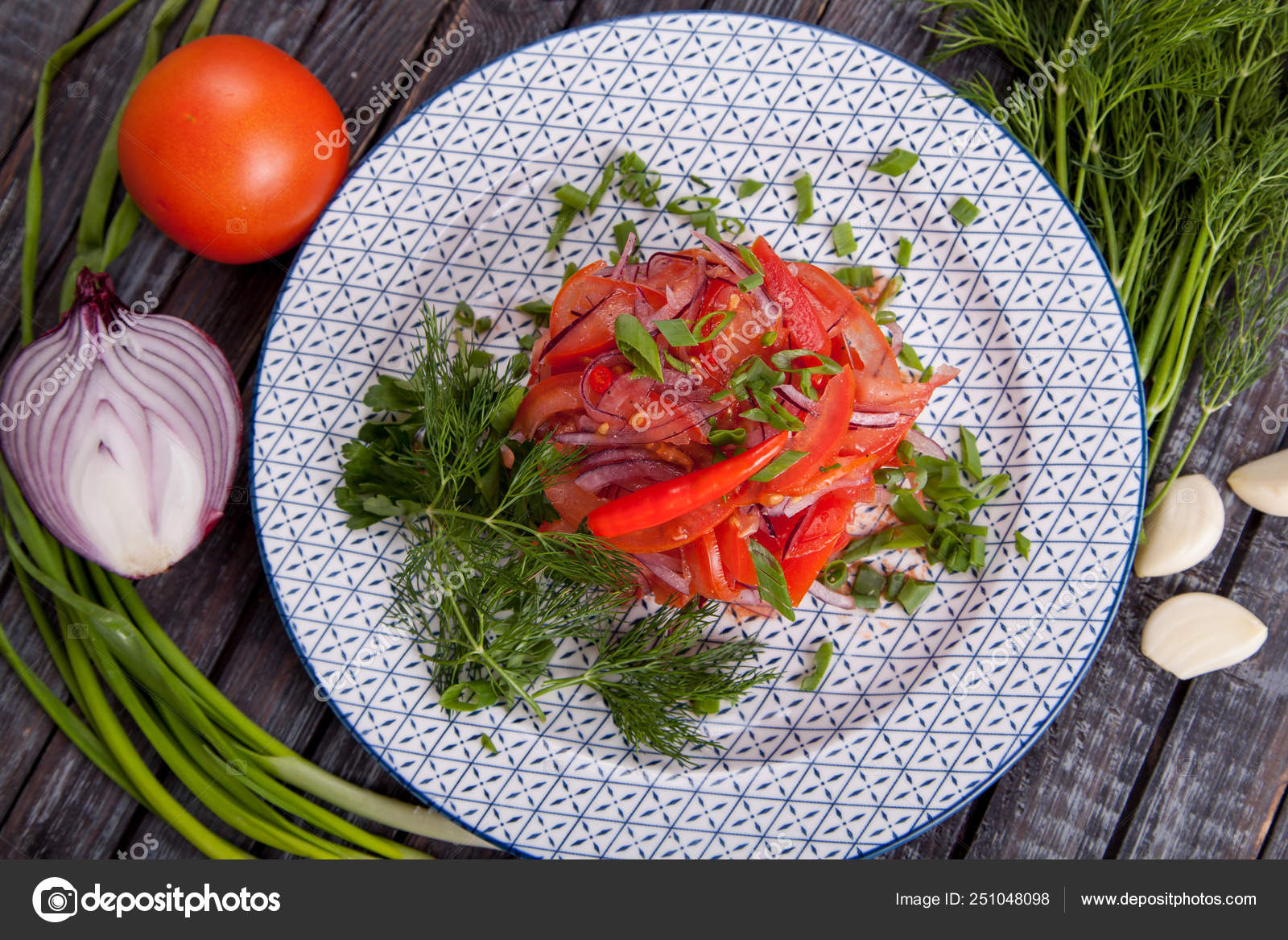 Juicy Summer Vegetable Salad Cutting Fresh Vegetables Greens