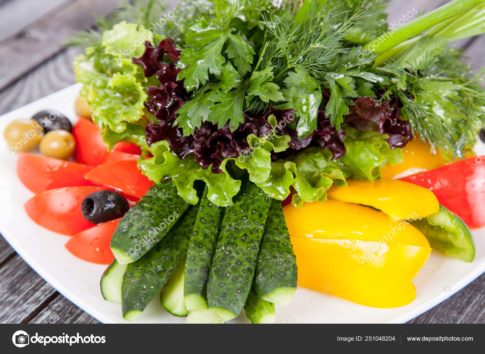 Juicy Summer Vegetable Salad Cutting Fresh Vegetables Greens