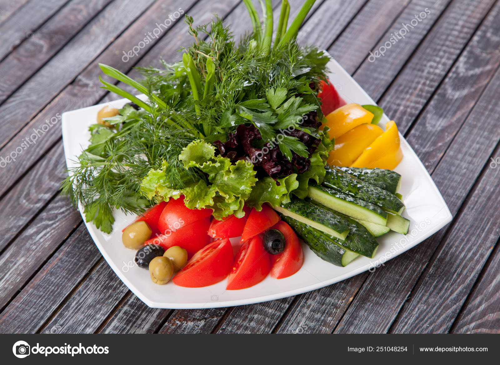 Juicy Summer Vegetable Salad Cutting Fresh Vegetables Greens