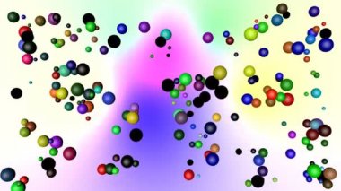 Atomlar ve Moleküller. Hareket halindeki küreler. Moleküler yapı. Renkli parçacıkların animasyonu. Atom molekülü modelinin animasyon dönüşü.4k çözünürlük (38402160)