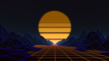 Gece sürücü döngü. Retro arka plan. Retro Title.Psychedelic Trippy Vj döngü (4k) 3d Retrowave Vj Loopultrahd, 3840 x 216030 fps. Sorunsuz döngü. QuickTime fotoğraf Jpeg.