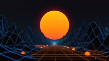 Gece sürücü döngü. Retro arka plan. Retro Title.Psychedelic döngü (4k) 3d Retrowave Vj Loopultrahd, 3840 x 216030 fps. Sorunsuz döngü. QuickTime fotoğraf Jpeg.