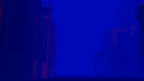 Футуристический Город Ночью Тумане City Night 38402160 30Frs Видео Кодек — стоковое видео