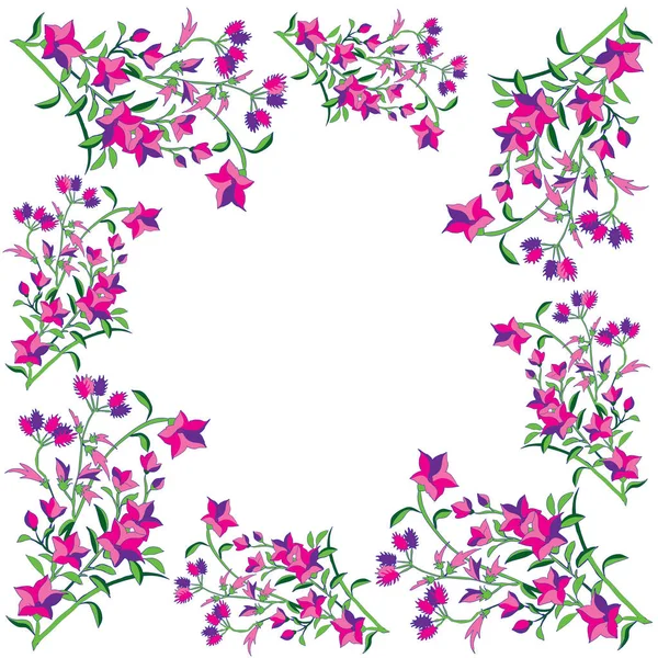postcard with frame of pink and lilac flowers