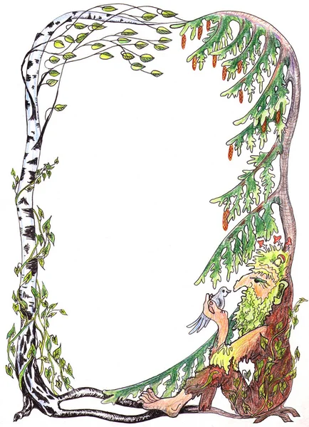 vahşi adam, ağaç, çam, huş çerçeve