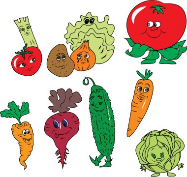 Komik karikatür sebze 