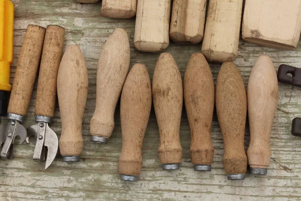 Pens Different Tools Master Made His Hands — Stock Photo, Image