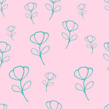 Soyut basit çiçek deseni. Kusursuz yeşillik çizimi, çizim çizimi.