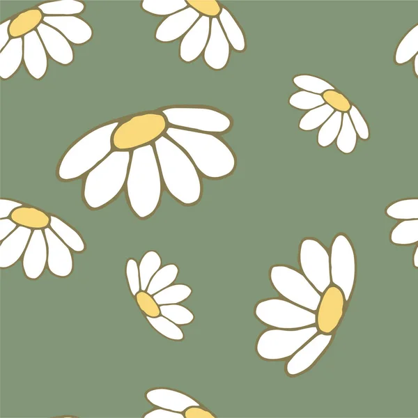 Абстрактний Простий Квітковий Візерунок Безшовна Ілюстрація Зелені Ілюстрація Малюнка Лінії — стокове фото