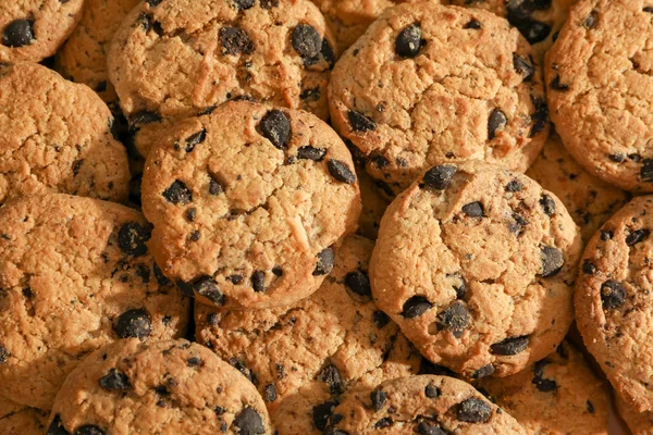 Savoureux Biscuits Aux Pépites Chocolat Comme Fond Vue Dessus — Photo