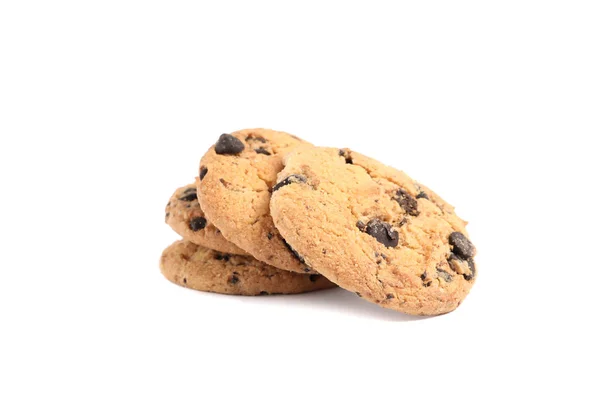 Tasty Chocolate Chip Cookies Isolated White Background Sweet Biscuits — Stock Photo, Image