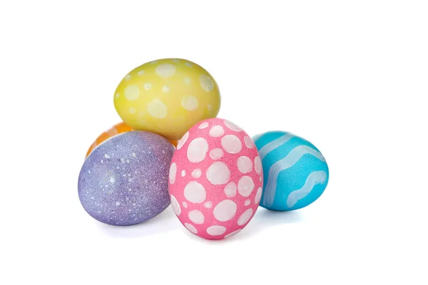 Different Decorative Easter Eggs Isolated White Background Festive Tradition — Stock Photo, Image