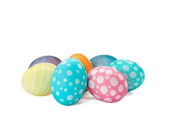 Different Decorative Easter Eggs Isolated White Background Festive Tradition — Stock Photo, Image