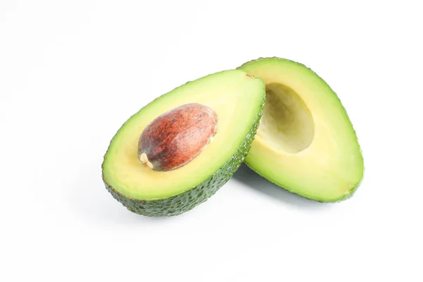 Ripe Gesneden Avocado Witte Achtergrond Ruimte Voor Tekst — Stockfoto