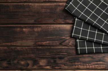 Kumaş peçete ahşap arka plan, metin için yer