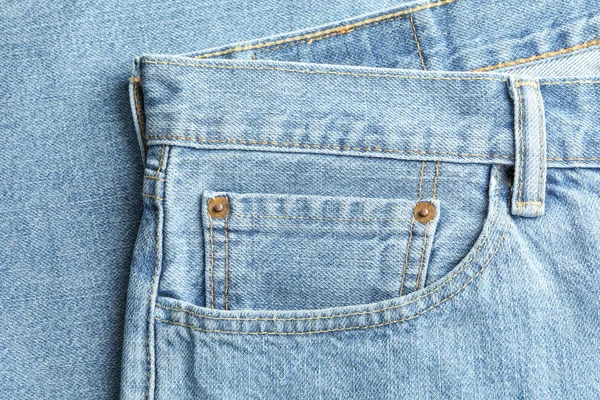 Closeup View Jeans Pocket Background Space Text — Stock Photo, Image