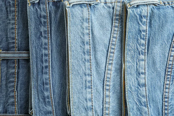 Jeans Différentes Couleurs Comme Fond Espace Pour Texte — Photo