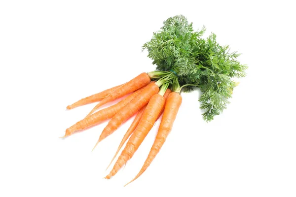 Ripe fresh carrots isolated on white background — Stock Photo, Image