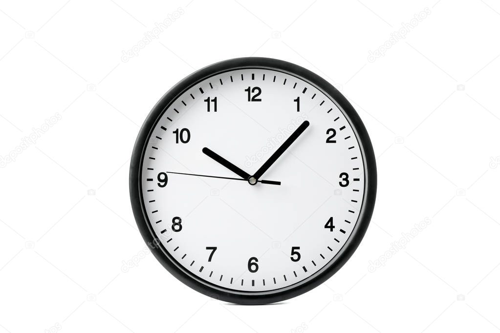 Big beautiful office clock isolated on white background