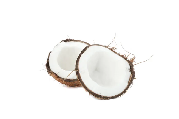 Split tropisk kokos isolerad på vit bakgrund — Stockfoto