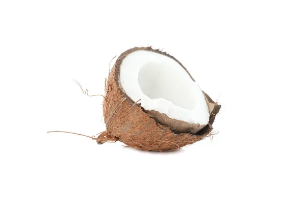 Coco meio maduro isolado sobre fundo branco — Fotografia de Stock