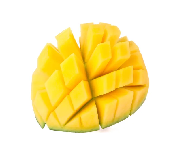 Skär mogen mango isolerad på vit bakgrund, närbild — Stockfoto