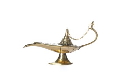 Sihirli Aladdin lamba beyaz arka planda izole