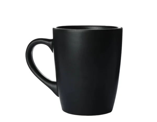 Taza negra vacía aislada sobre fondo blanco — Foto de Stock