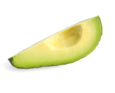 Beyaz arka planda izole avokado taze dilim. Sağlıklı foo