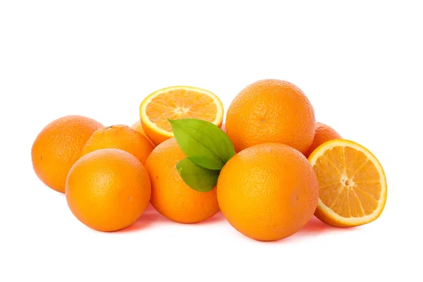 Pile of ripe oranges isolated on white background. Healthy food — Stock Photo, Image