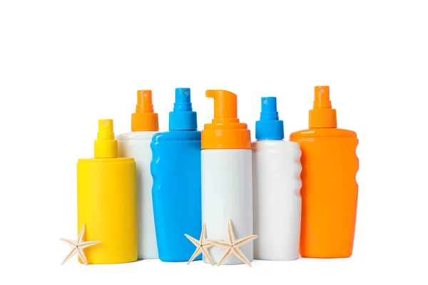 Sok különböző fényvédő spray-vel izolált fajtája a Pünkösd — Stock Fotó
