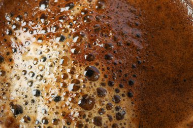 Arka plan olarak köpüklü köpüklü kahve, metin ve closeu için alan