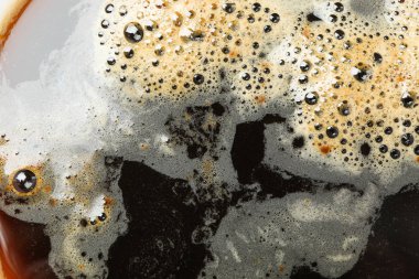 Arka plan olarak köpüklü kahve, metin ve yakın çekim için alan