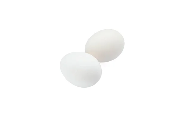 White chicken eggs isolated on white background — Stock Photo, Image