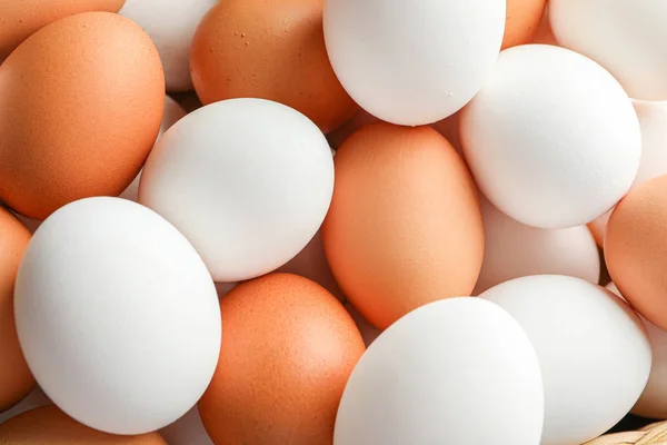 stock image Many chicken eggs as background, top view and closeup