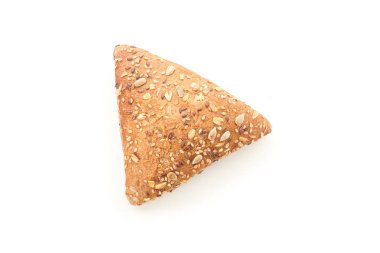 Üçgen topuz beyaz arka plan, üst görünüm üzerinde izole. Fırın pr