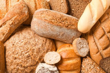 Arka plan olarak farklı fırın ürünleri, closeup