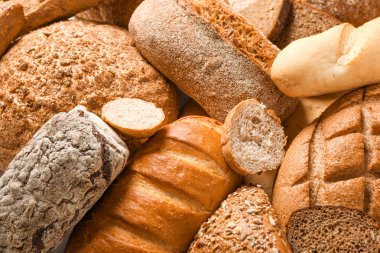 Arka plan olarak farklı fırın ürünleri, closeup