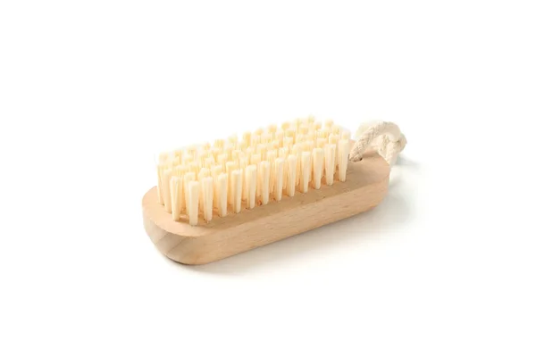 Wooden bath brush isolated on white background — Stock Photo, Image