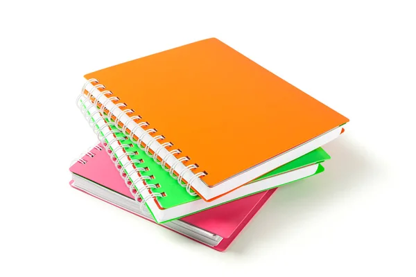 Kleur notebooks met ruimte voor tekst geïsoleerd op witte achtergrond — Stockfoto