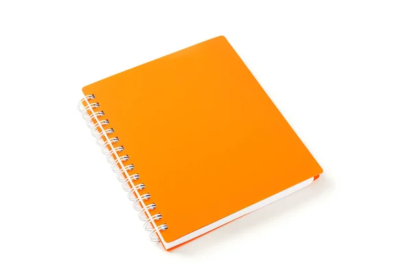 Caderno laranja com espaço para texto isolado em fundo branco — Fotografia de Stock