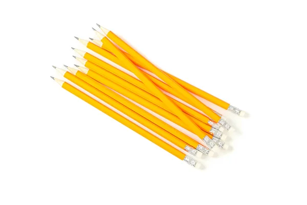 Viele Bleistifte isoliert auf weißem Hintergrund. Schreibwaren — Stockfoto
