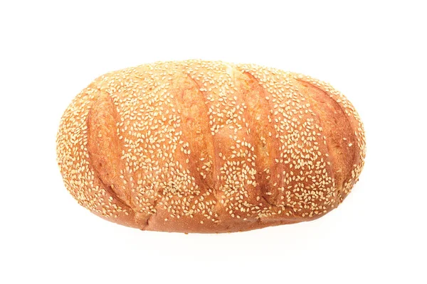 Tarwebrood geïsoleerd op witte achtergrond, bovenaanzicht. Bakkerijproducten — Stockfoto