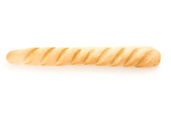 Fehér háttéren izolált baguette, felülnézet. Sütőipari termékek — Stock Fotó