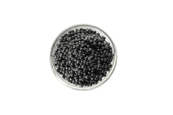 Glasburk med kaviar isolerad på vit bakgrund — Stockfoto