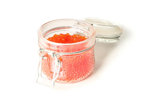 Glasburk med kaviar isolerad på vit bakgrund — Stockfoto