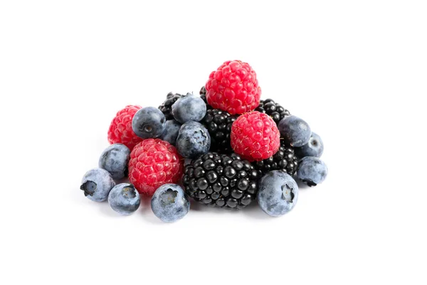 Group of fresh berries isolated on white background, close up — Stock Photo, Image