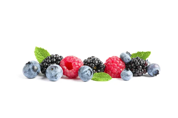 Group of fresh berries isolated on white background — Stock Photo, Image