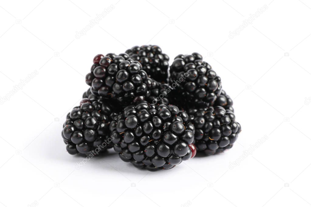 Fresh blackberry isolated on white background, close up