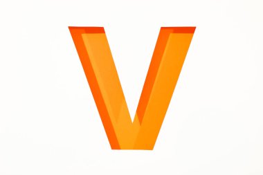 Beyaz arka planda V harfi, metin için alan